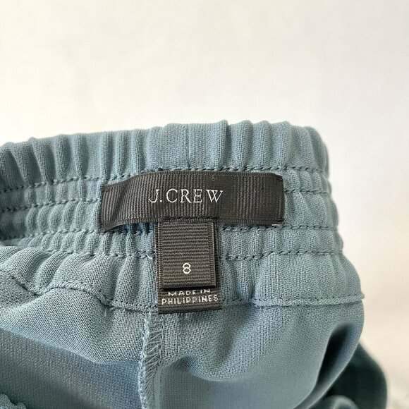 J Crew Pull-On Crepe Trouser Pant Tulip Hem Preppy Classic Teal Blue size 8 - Picture 6 of 7